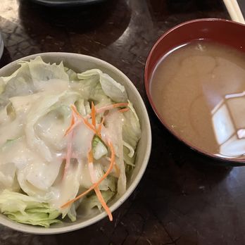 Joy Sushi - House Salad and Miso Soup - Sushi Bars Near Me - San Mateo, California