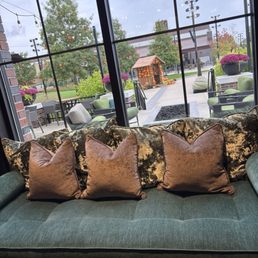 Window seat overlooking the fall decorated plaza. Lots of luxurious seating areas.