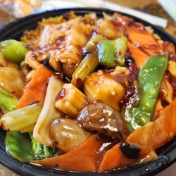Asian Grill - Hunan Chicken and vegetables. This is as good as it looks. Tremendous "Wok Hei" Fried Rice!!!