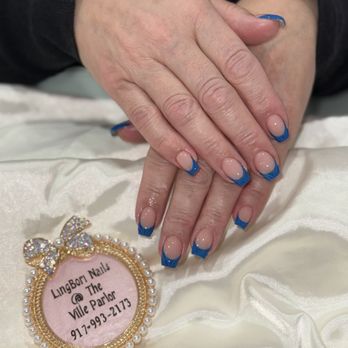 Ling Bori Nails - Acrylic fill in with blue french - Nail Technicians Near Me - Lagrangeville , New York Ling Bori Nails - Acrylic fill in with blue french - Nail Technicians Near Me - Lagrangeville , New York