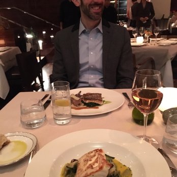 Marea - Roasted halibut with mussels and hubby had Atlantic striped bass - Italian Near Me - New York, New York Marea - Roasted halibut with mussels and hubby had Atlantic striped bass - Italian Near Me - New York, New York