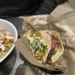 Verde - Carnitas taco and Chimichurri Steak Taco