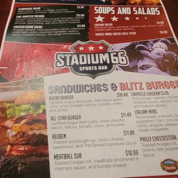 Stadium 66 - Menu - Sports Bars Near Me - Albuquerque, New Mexico