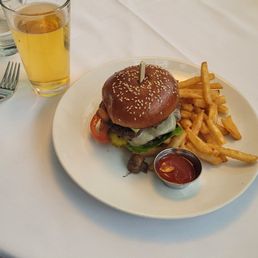 Friday Burger and Beer lunch special.  Burger upgraded to ultimate with avocado, bacon and mushrooms for $5 extra to total $25.