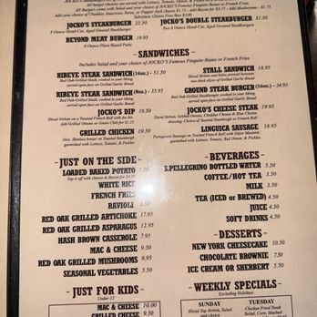 Jocko's Steak House - 6/2026 Menu - Steakhouses Near Me - Nipomo, California