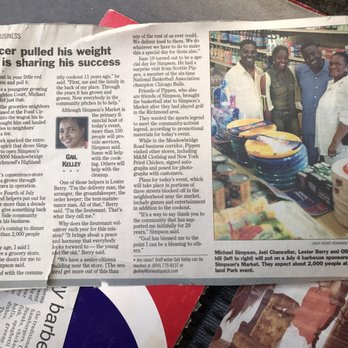 Simpson's Market - a newspaper article with a picture of a man and a woman - Grocery Near Me - Richmond, Virginia Simpson's Market - a newspaper article with a picture of a man and a woman - Grocery Near Me - Richmond, Virginia