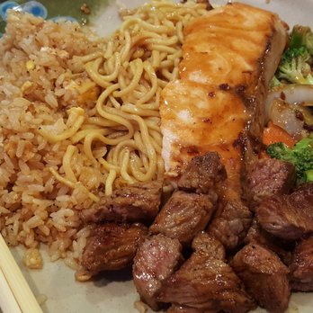 Mei Hibachi Steak House - Finished product - steak and salmon hibachi! - Japanese Near Me - Hackensack, New Jersey