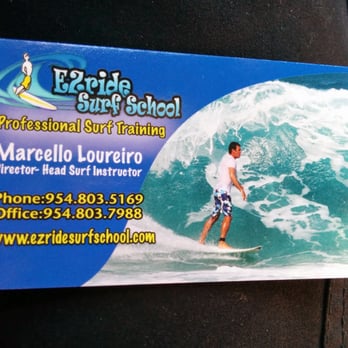 EZride Surf School - business card - Surf Schools Near Me - Pompano Beach, Florida