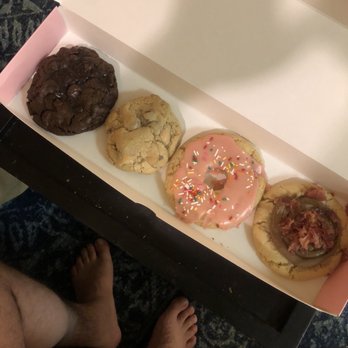 Crumbl - Brighton - Brownie batter, chocolate chip, pink donut, maple bacon 4-Pack - Bakeries Near Me - Boston, Massachusetts