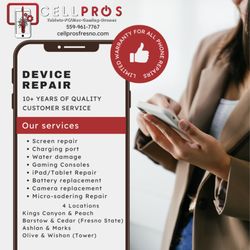 CellPros Tech Repair - Barstow - Device Repair, Repair your phone, repair your device, Screen repair, Charging port, Water damage, Ipod repair, Tablet repair