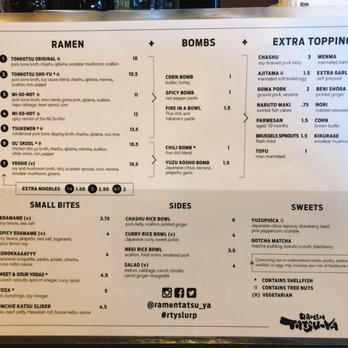 Ramen Tatsu-Ya - Menu - Ramen Near Me - Austin, Texas