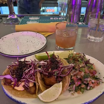 La Luna - Two fish tacos and one broccolini taco - Mexican Near Me - Chicago, Illinois La Luna - Two fish tacos and one broccolini taco - Mexican Near Me - Chicago, Illinois