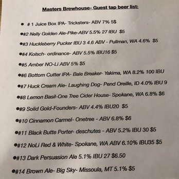 Masters BrewHouse - Beer list - Menu - Breweries Near Me - Deer Park, Washington Masters BrewHouse - Beer list - Menu - Breweries Near Me - Deer Park, Washington