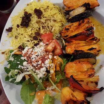 Pom & Olive - Chicken kabob plate. Yummy!! - Mediterranean Near Me - Costa Mesa, California Pom & Olive - Chicken kabob plate. Yummy!! - Mediterranean Near Me - Costa Mesa, California