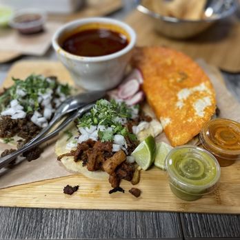 Tacos Madre - Street tacos (carne asada + al pastor). Birria taco with consomè - Mexican Near Me - Costa Mesa, California