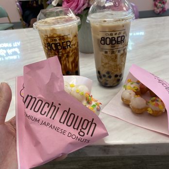 Bober Tea - wintermelon milk tea with boba, specialty brown sugar milk tea with boba, fruity pebbles mochi donuts - Desserts Near Me - Stockton, California