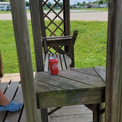Kanawha river campground - Broken swing at park, trash left behind