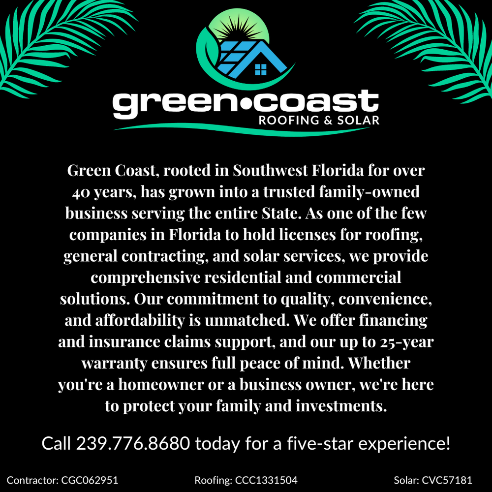 Slide of Green Coast Roofing and Solar