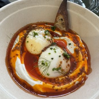 Faria Bakery - Turkish poached egg w/ yogurt and Baguette - Bakeries Near Me - Sacramento, California