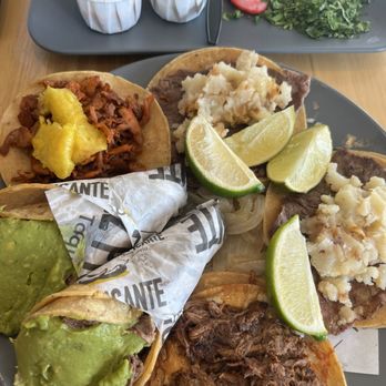 Maíz Picante - Clockwise from top: Steak Taco (2), Birria, Tacos Tijuanas (2), and Taco Pastor - Tacos Near Me - Santa Barbara, California Maíz Picante - Clockwise from top: Steak Taco (2), Birria, Tacos Tijuanas (2), and Taco Pastor - Tacos Near Me - Santa Barbara, California