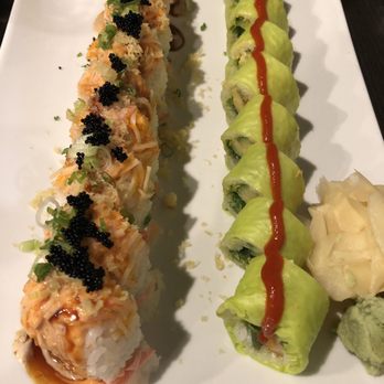 Sushi UNI - Scorpion roll (left) Green Lantern (right) - Sushi Bars Near Me - Lenexa, Kansas Sushi UNI - Scorpion roll (left) Green Lantern (right) - Sushi Bars Near Me - Lenexa, Kansas