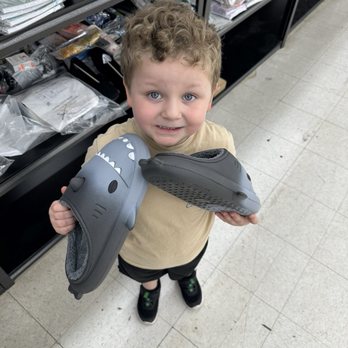 Club Thrift - Oliver found some shark slippers! - Thrift Stores Near Me - Eugene, Oregon