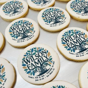 Sweet Thoughts - Custom logo cookies for a family reunion - Caterers Near Me