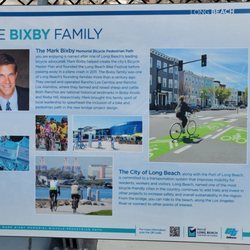 Mark Bixby Memorial Bicycle Pedestrian Path - Plaque on the bridge path rest area.