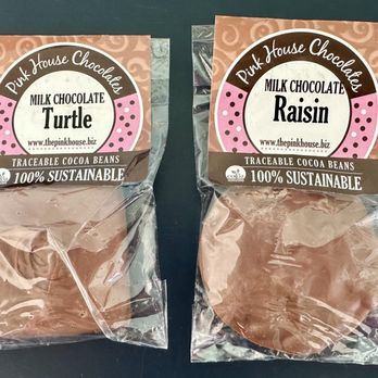 Pink House Chocolates - Milk-chocolate turtle and milk-chocolate raisins - Candy Stores Near Me - Finleyville, Pennsylvania