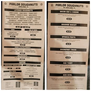 Parlor Doughnuts - Menu - Donuts Near Me - Lakeland, Florida