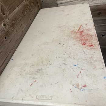 Legacy Ranch Event Center - We tried to clean this off before covering with a tablecloth along with several others that needed cleaned - Wedding Chapels Near Me - Lindsborg, Kansas