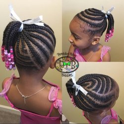 Pretty Itty Bitties - Braided ponytail with beads. Hair accessories included with every style.