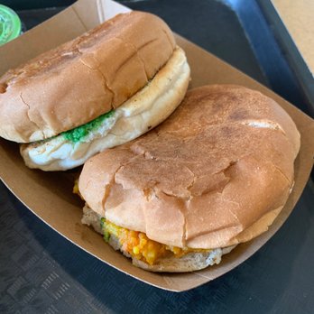 Jay Bharat Restaurant - Dabeli (2 pc) and Bombay Vada Pav (2 pc) - we did 1 of each - Indian Near Me - Newark, California