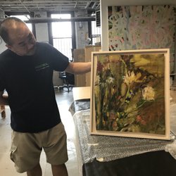 Squid Frames - Oddly cut canvas, they made a simple frame to make it contemporary art piece