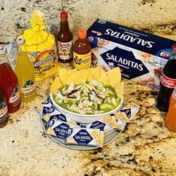 That Ceviche Guy - Fresh bowl of Agua Chile with all the fixings...