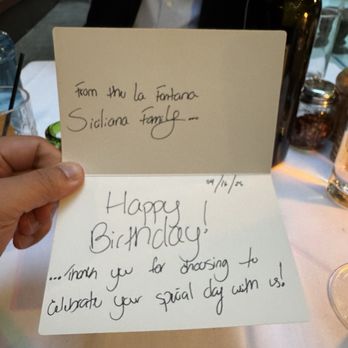 La Fontana Siciliana - Birthday card from La Fontana Siciliana - Sicilian Near Me - Seattle, Washington La Fontana Siciliana - Birthday card from La Fontana Siciliana - Sicilian Near Me - Seattle, Washington