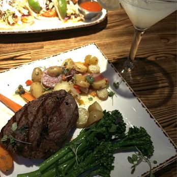 Kicker's - 10 ounce steak w/ potatoes & lemon drop lychee - Seafood Near Me - Morro Bay, California Kicker's - 10 ounce steak w/ potatoes & lemon drop lychee - Seafood Near Me - Morro Bay, California