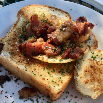 Bob's Well Bread - Egg in a Frame #2 (Local Farm Egg Over Easy, Grilled Slice of Pain de Mie, Bacon Béchamel Sauce, Bacon Lardons, $8.50)- 4/5 stars - Bakeries Near Me - Los Alamos, California Bob's Well Bread - Egg in a Frame #2 (Local Farm Egg Over Easy, Grilled Slice of Pain de Mie, Bacon Béchamel Sauce, Bacon Lardons, $8.50)- 4/5 stars - Bakeries Near Me - Los Alamos, California