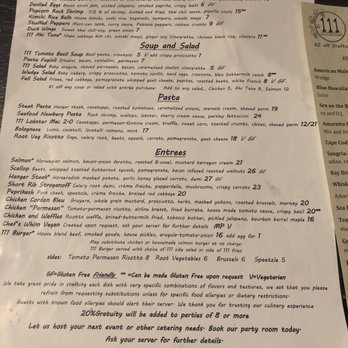 111 Bistro - Menu nov 2018 - New American Near Me - Medina, Ohio