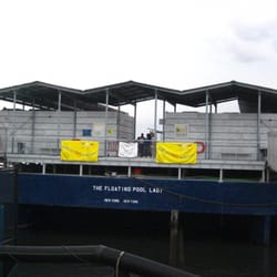Floating Pool at Barretto Point Park - Whoop, there it is.