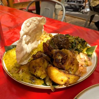 Mirisata - Rice and curry plate for 1-2 people. Added the meatball (highly recommend!!) - Sri Lankan Near Me - Portland, Oregon Mirisata - Rice and curry plate for 1-2 people. Added the meatball (highly recommend!!) - Sri Lankan Near Me - Portland, Oregon