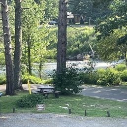 This is across from the room, nice waterfall sound all night from the sluice.