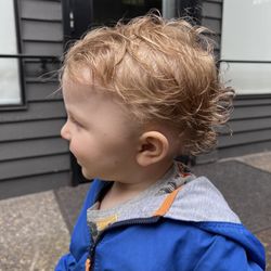 Kid's Castle Cuts - Haircut styled as he normally wears it......the front combed to one side.