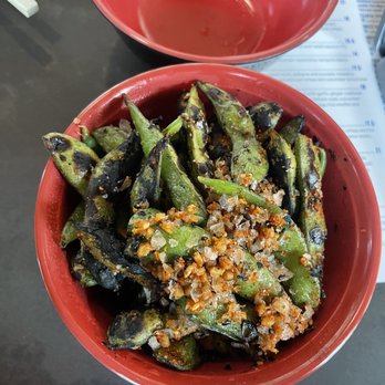 Blue Sushi Sake Grill - Edamame - char grilled spicy garlic - Sushi Bars Near Me - Chicago, Illinois