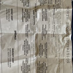 North Shores Nutrition - Menu