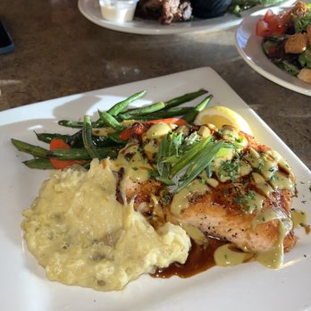 Budd Bay Cafe - Rare prime rib with side salad and rare wasabi salmon with vegetables. Those potato's are in my dreams. 3 - Seafood Near Me - Olympia, Washington