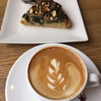 Everybody's Coffee - Cappuccino & spinach/feta/onion focaccia - Coffee & Tea Near Me - Chicago, Illinois