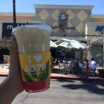 Au79 Teahouse - Green Milk Tea with the famous pink boba :) - Coffee & Tea Near Me - Arcadia, California