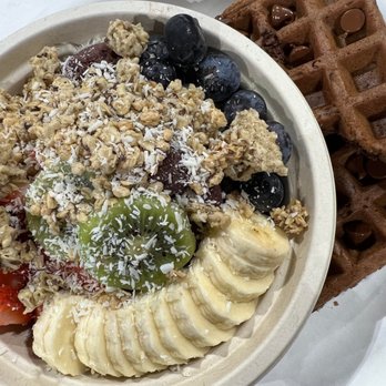 Waffle and Berry - acai bowl with chocolate waffle on the side - Waffles Near Me - Honolulu, Hawaii Waffle and Berry - acai bowl with chocolate waffle on the side - Waffles Near Me - Honolulu, Hawaii