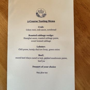 Boreal Diner - The tasting menu for our meal - Breakfast & Brunch Near Me - Bonavista, Newfoundland and Labrador
